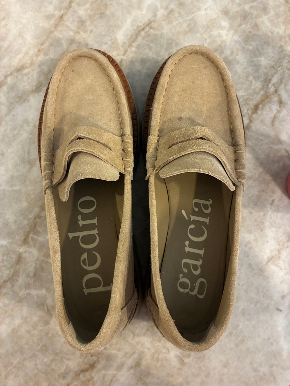 Pedro Garcia Beige Suede Slip-On Loafers